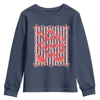 Striped Watermelon Beach Vibes Graphic Youth Sweatshirt Sweet Summer Time