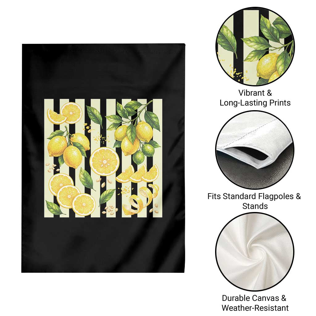 Striped Summer Lemon Garden Flag Citrus Fruit Lover Gift