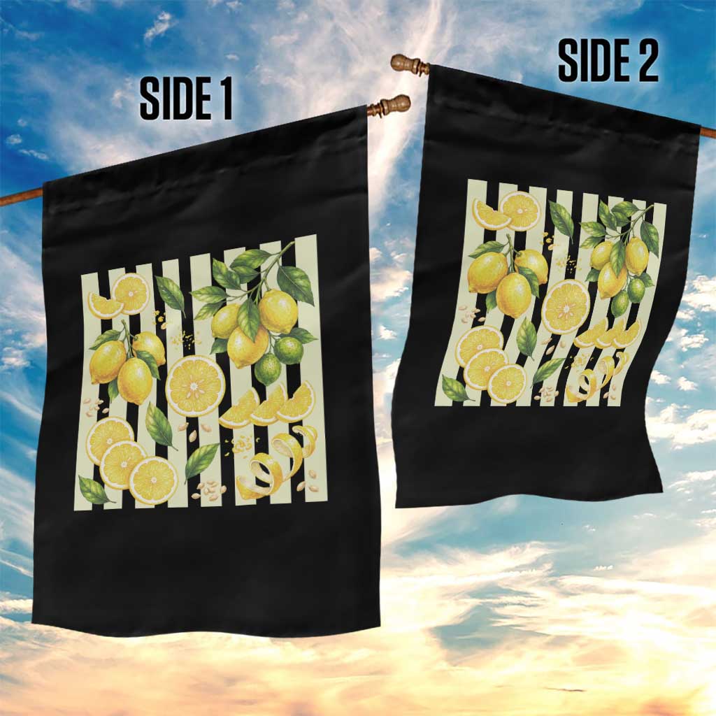 Striped Summer Lemon Garden Flag Citrus Fruit Lover Gift