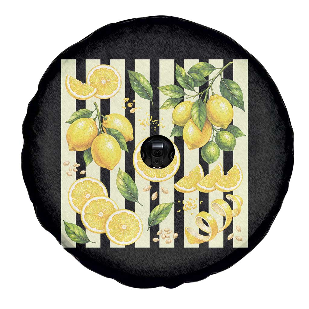 Striped Summer Lemon Spare Tire Cover Citrus Fruit Lover Gift