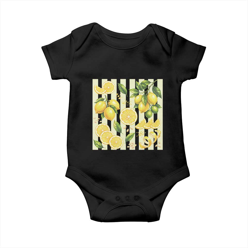Striped Summer Lemon Baby Onesie Citrus Fruit Lover Gift