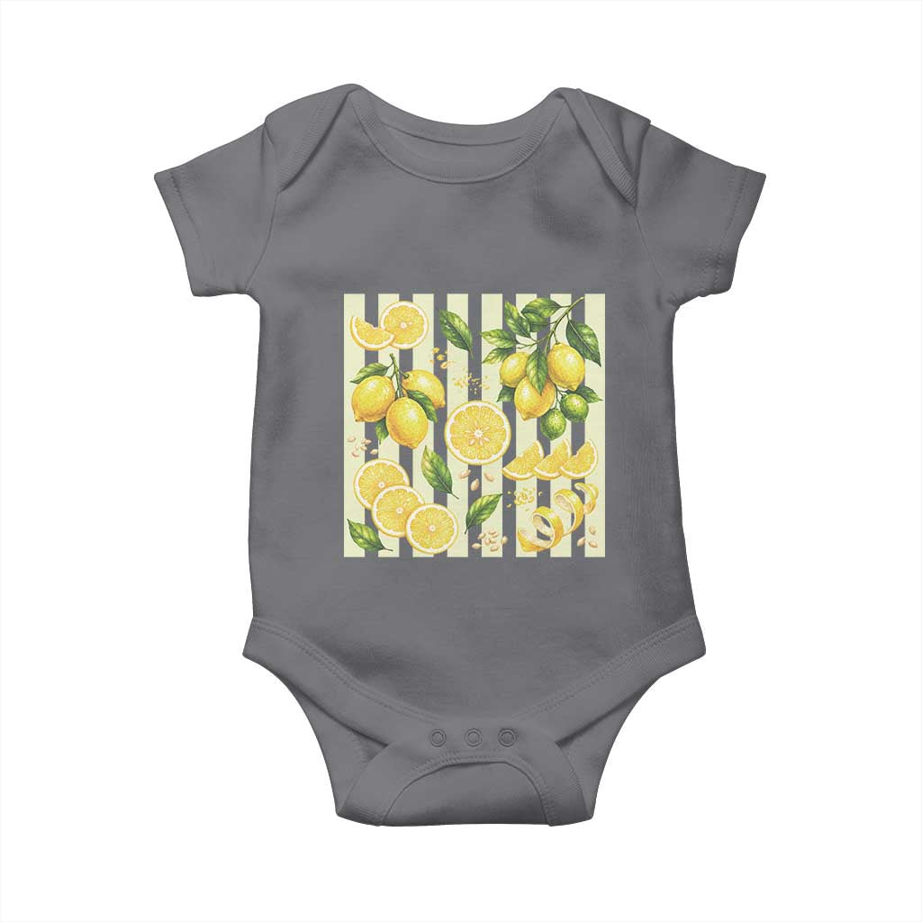 Striped Summer Lemon Baby Onesie Citrus Fruit Lover Gift