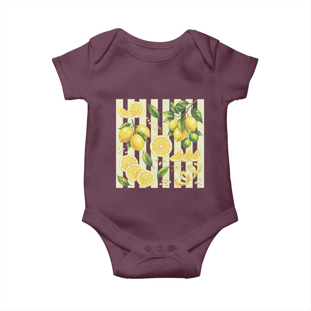 Striped Summer Lemon Baby Onesie Citrus Fruit Lover Gift