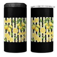 Striped Summer Lemon 4 in 1 Can Cooler Tumbler Citrus Fruit Lover Gift