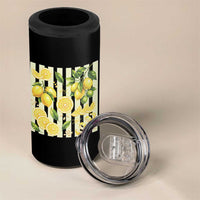 Striped Summer Lemon 4 in 1 Can Cooler Tumbler Citrus Fruit Lover Gift