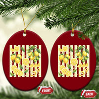 Striped Summer Lemon Ceramic Ornament Citrus Fruit Lover Gift