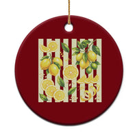 Striped Summer Lemon Ceramic Ornament Citrus Fruit Lover Gift