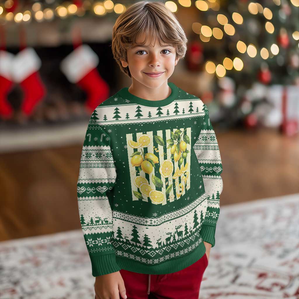 Striped Summer Lemon Ugly Christmas Sweater Citrus Fruit Lover Gift