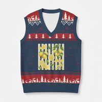 Striped Summer Lemon V-Neck Knit Sweater Vest Citrus Fruit Lover Gift
