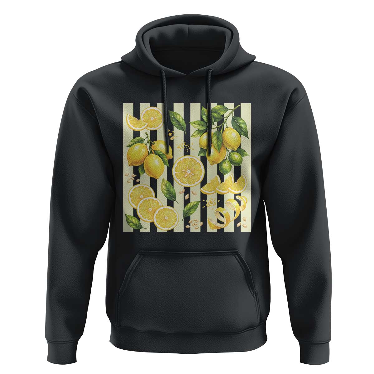 Striped Summer Lemon Hoodie Citrus Fruit Lover Gift