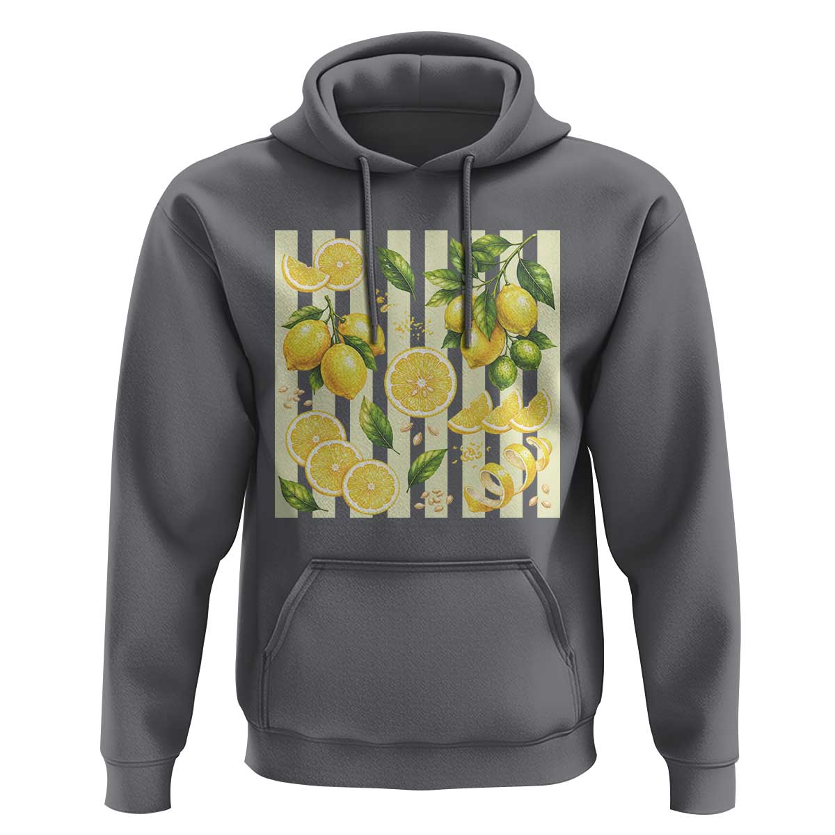 Striped Summer Lemon Hoodie Citrus Fruit Lover Gift