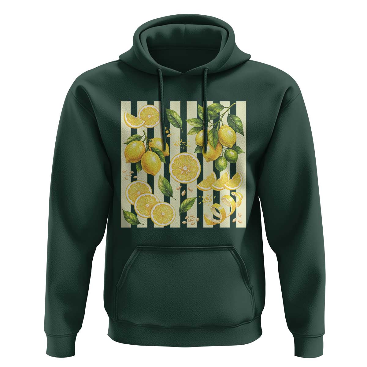 Striped Summer Lemon Hoodie Citrus Fruit Lover Gift