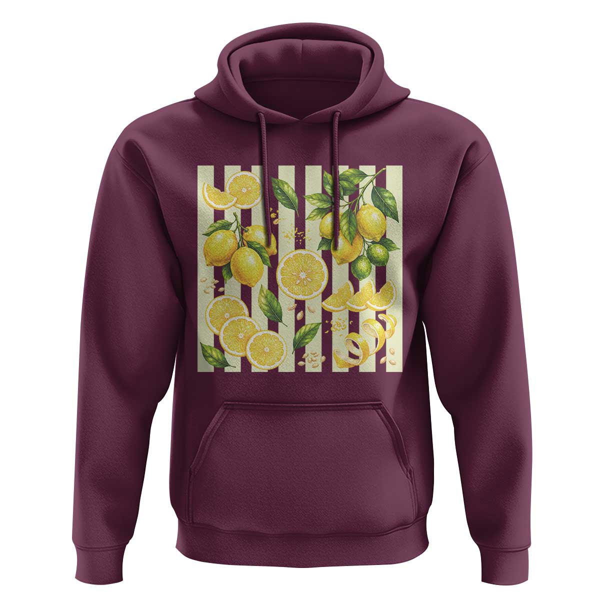 Striped Summer Lemon Hoodie Citrus Fruit Lover Gift