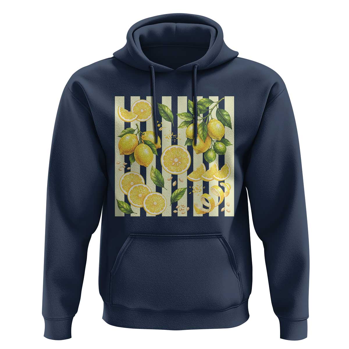 Striped Summer Lemon Hoodie Citrus Fruit Lover Gift