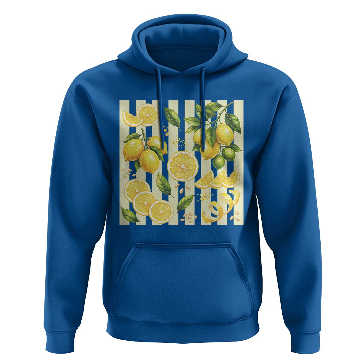Striped Summer Lemon Hoodie Citrus Fruit Lover Gift