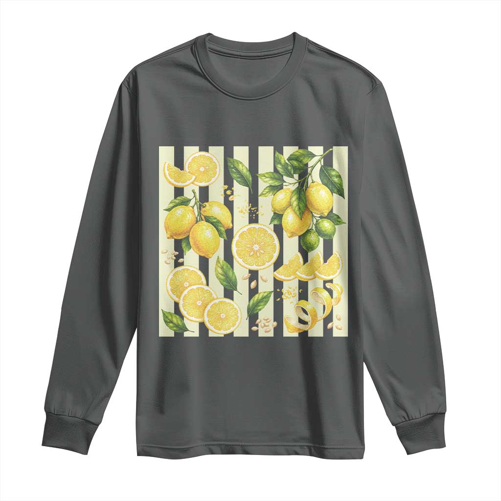 Striped Summer Lemon Long Sleeve Shirt Citrus Fruit Lover Gift