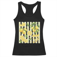 Striped Summer Lemon Racerback Tank Top Citrus Fruit Lover Gift