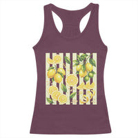 Striped Summer Lemon Racerback Tank Top Citrus Fruit Lover Gift