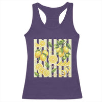 Striped Summer Lemon Racerback Tank Top Citrus Fruit Lover Gift