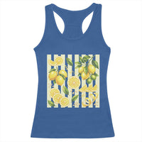 Striped Summer Lemon Racerback Tank Top Citrus Fruit Lover Gift