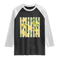 Striped Summer Lemon Raglan Shirt Citrus Fruit Lover Gift