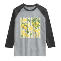 Striped Summer Lemon Raglan Shirt Citrus Fruit Lover Gift