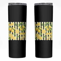 Striped Summer Lemon Skinny Tumbler Citrus Fruit Lover Gift