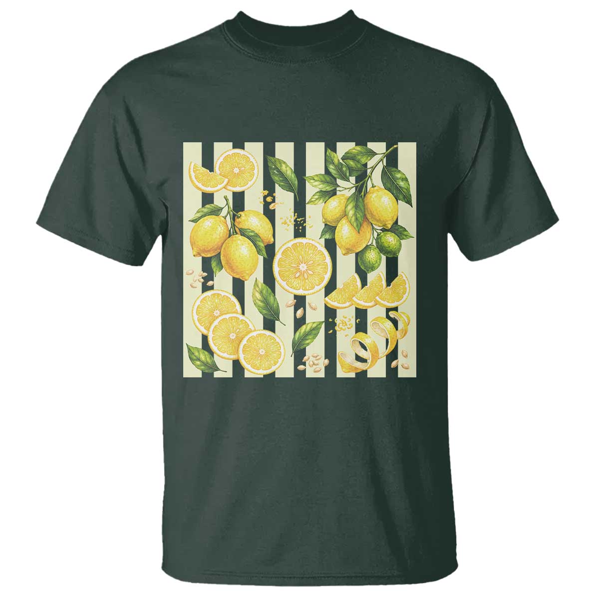 Striped Summer Lemon T Shirt Citrus Fruit Lover Gift