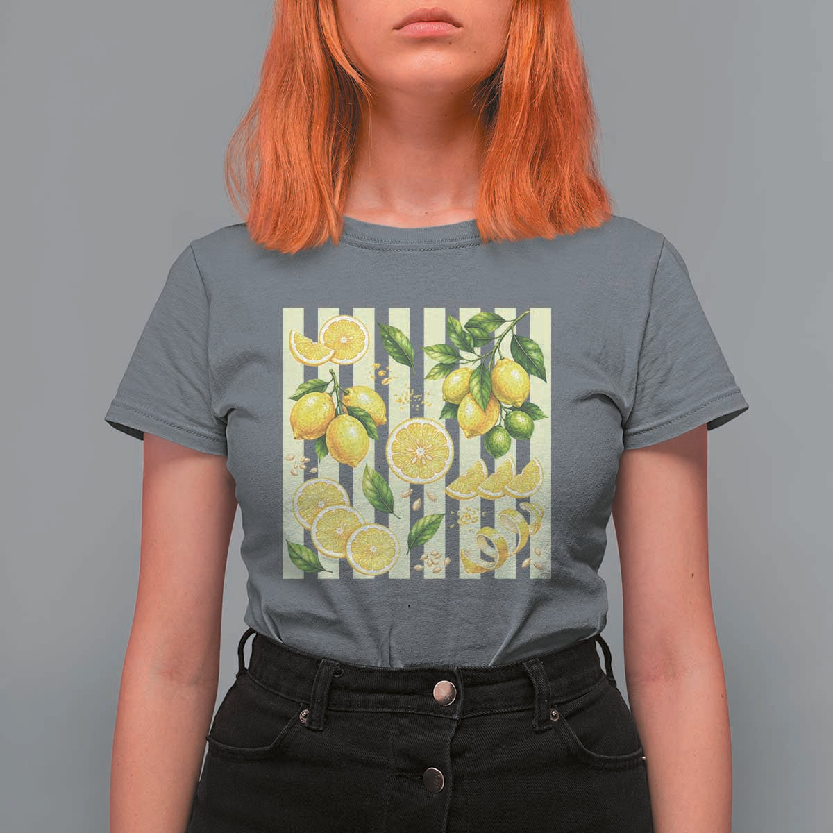 Striped Summer Lemon T Shirt For Women Citrus Fruit Lover Gift