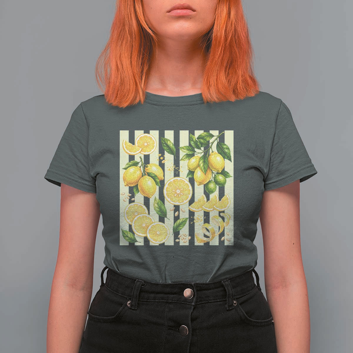 Striped Summer Lemon T Shirt For Women Citrus Fruit Lover Gift