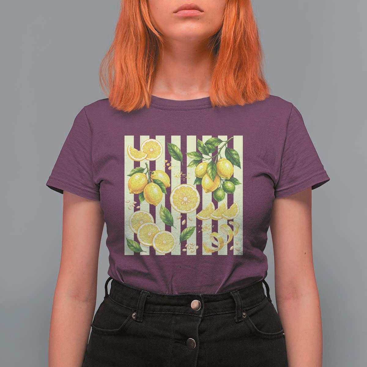 Striped Summer Lemon T Shirt For Women Citrus Fruit Lover Gift