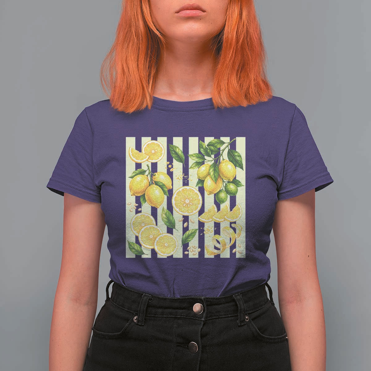 Striped Summer Lemon T Shirt For Women Citrus Fruit Lover Gift