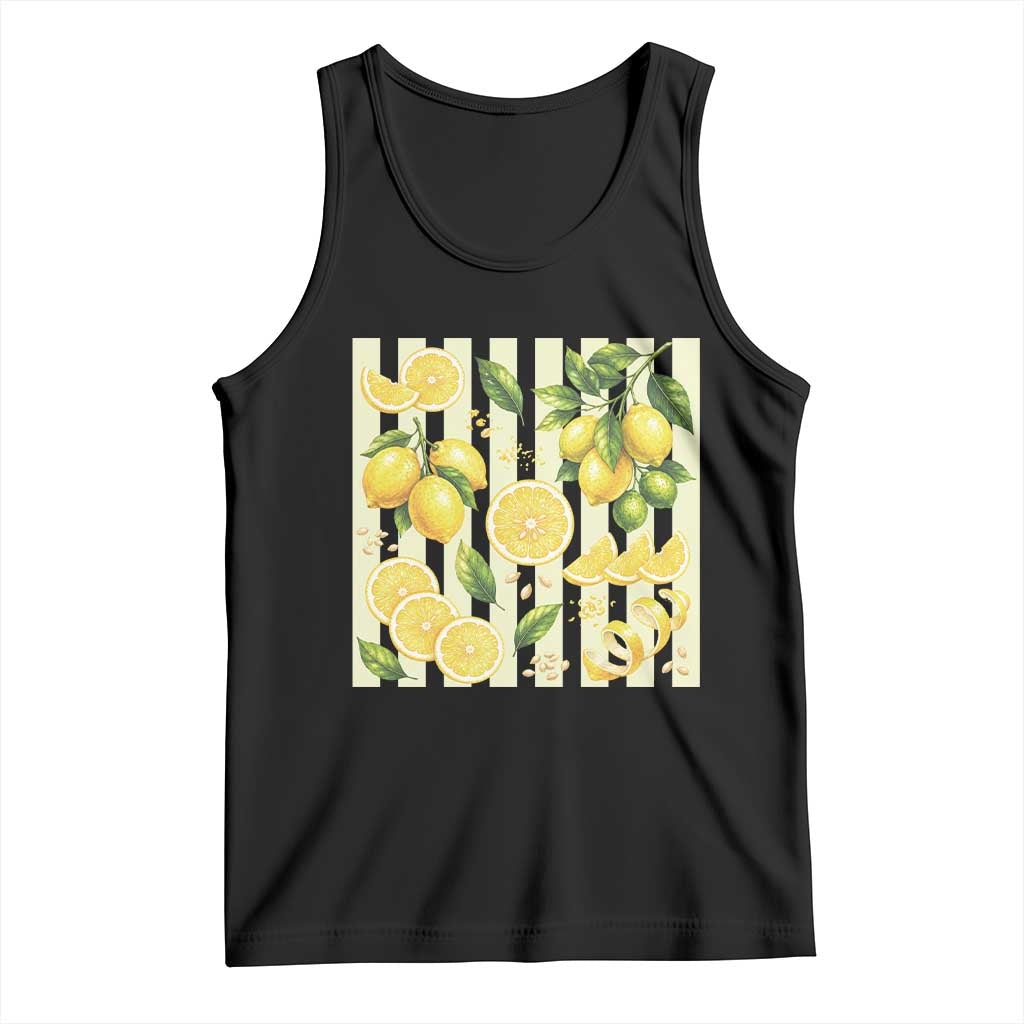 Striped Summer Lemon Tank Top Citrus Fruit Lover Gift