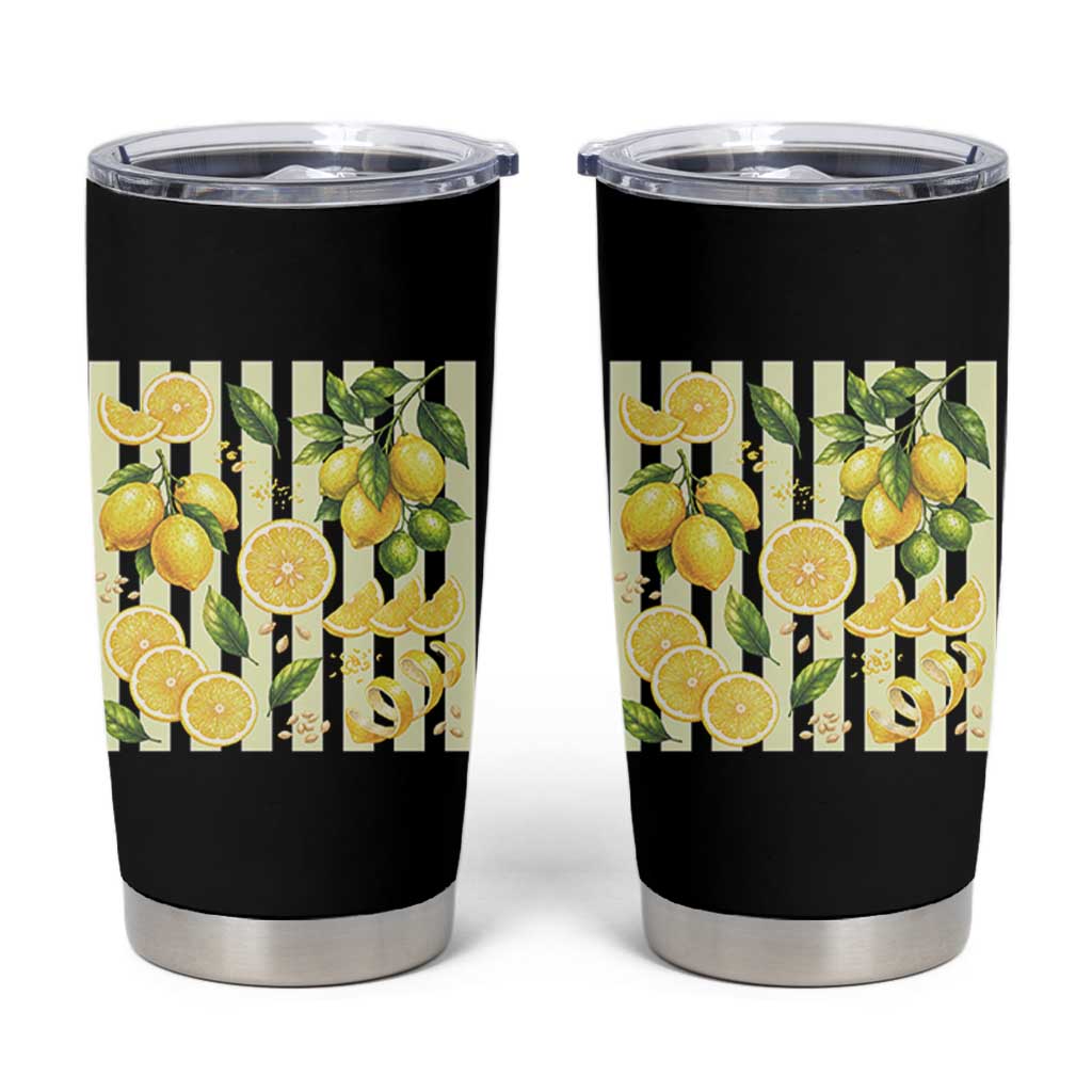 Striped Summer Lemon Tumbler Cup Citrus Fruit Lover Gift