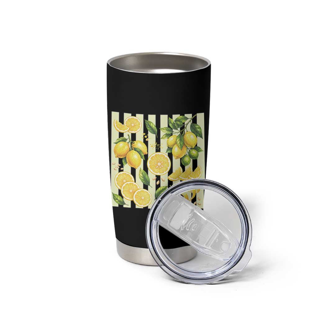 Striped Summer Lemon Tumbler Cup Citrus Fruit Lover Gift