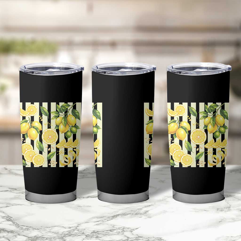 Striped Summer Lemon Tumbler Cup Citrus Fruit Lover Gift