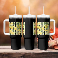 Striped Summer Lemon Tumbler With Handle Citrus Fruit Lover Gift