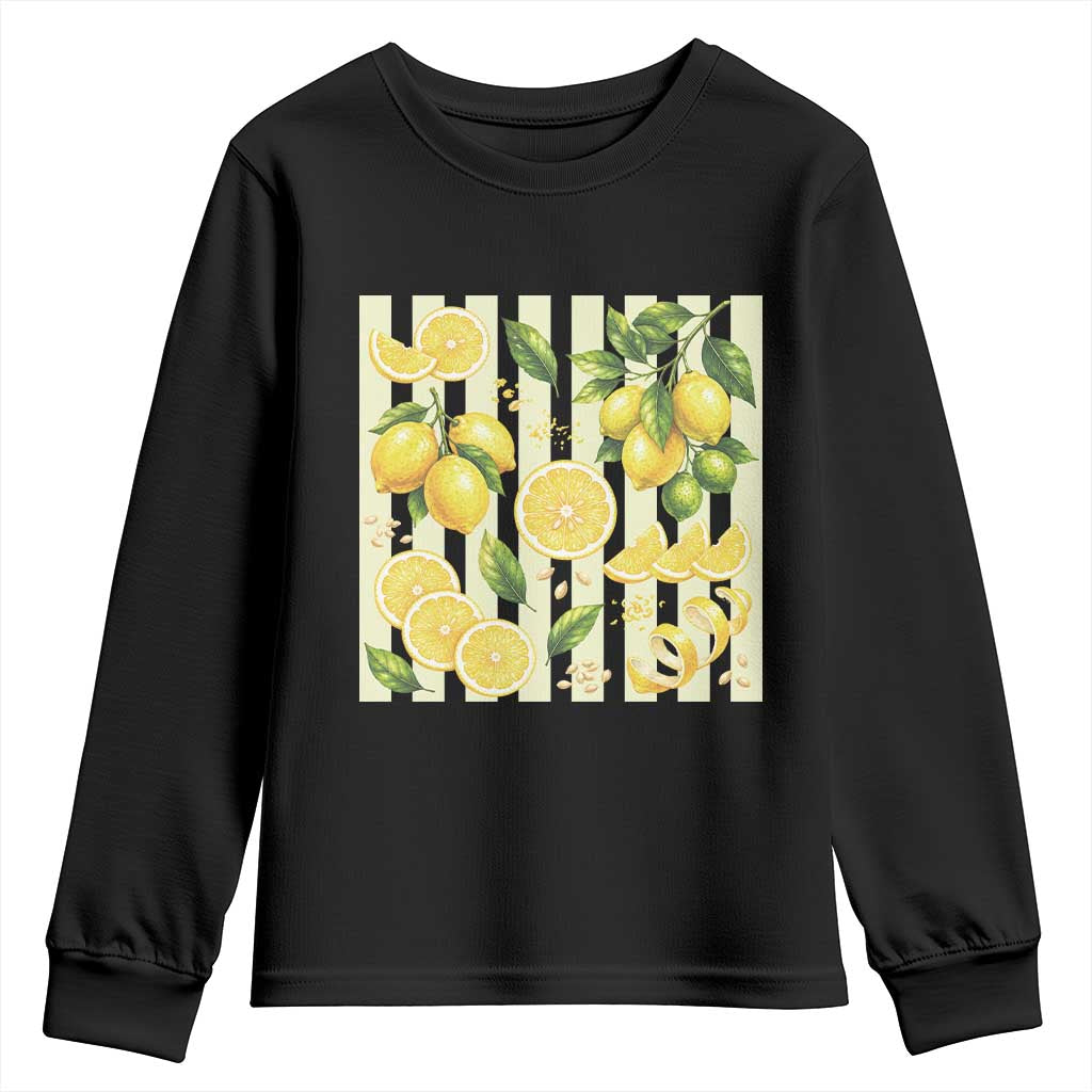 Striped Summer Lemon Youth Sweatshirt Citrus Fruit Lover Gift