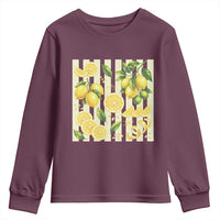 Striped Summer Lemon Youth Sweatshirt Citrus Fruit Lover Gift