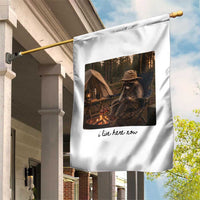 Funny Camping Raccoon Garden Flag I Live Here Now Outdoor Lover