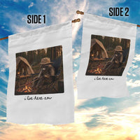 Funny Camping Raccoon Garden Flag I Live Here Now Outdoor Lover