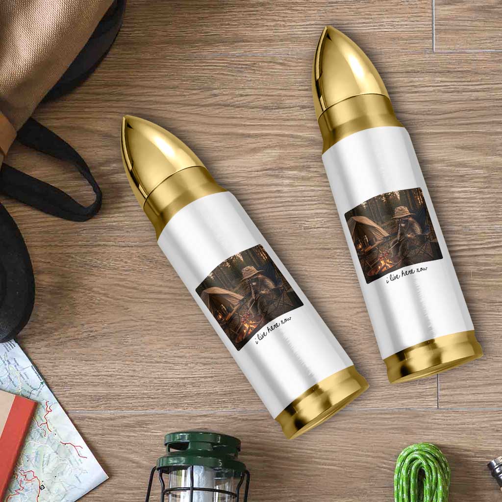 Funny Camping Raccoon Bullet Tumbler I Live Here Now Outdoor Lover