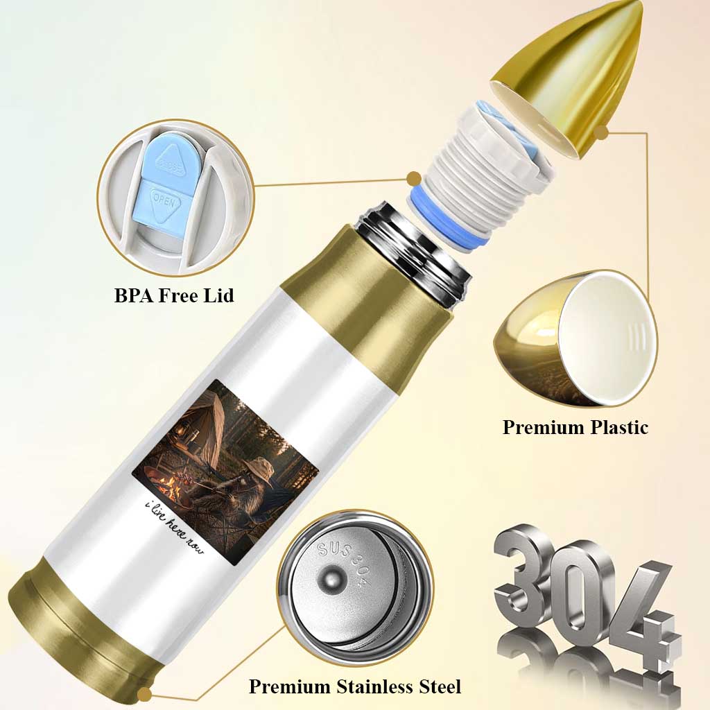 Funny Camping Raccoon Bullet Tumbler I Live Here Now Outdoor Lover