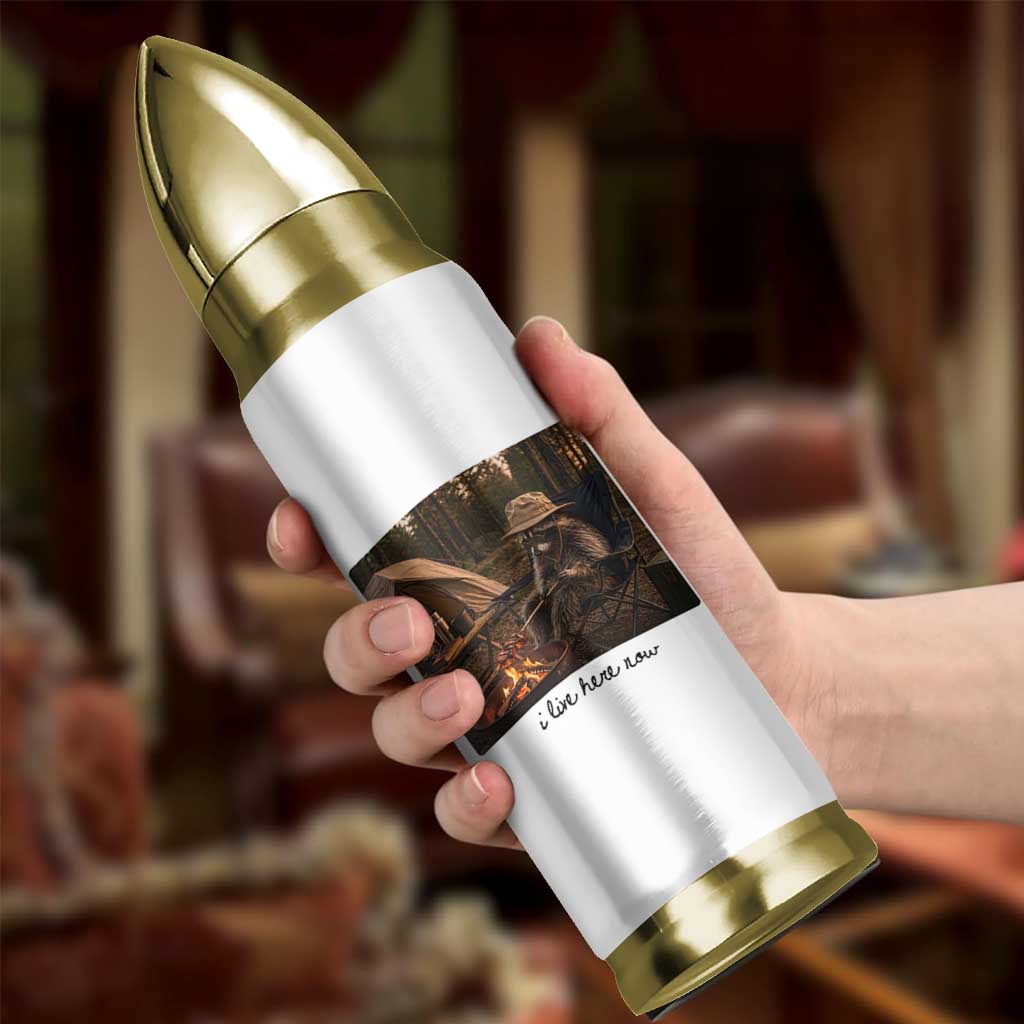 Funny Camping Raccoon Bullet Tumbler I Live Here Now Outdoor Lover