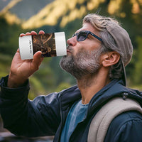 Funny Camping Raccoon 4 in 1 Can Cooler Tumbler I Live Here Now Outdoor Lover