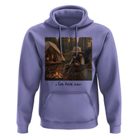 Funny Camping Raccoon Hoodie I Live Here Now Outdoor Lover