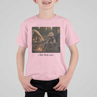 Funny Camping Raccoon T Shirt For Kid I Live Here Now Outdoor Lover