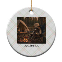 Funny Camping Raccoon Ceramic Ornament I Live Here Now Outdoor Lover