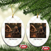Funny Camping Raccoon Ceramic Ornament I Live Here Now Outdoor Lover