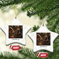 Funny Camping Raccoon Ceramic Ornament I Live Here Now Outdoor Lover